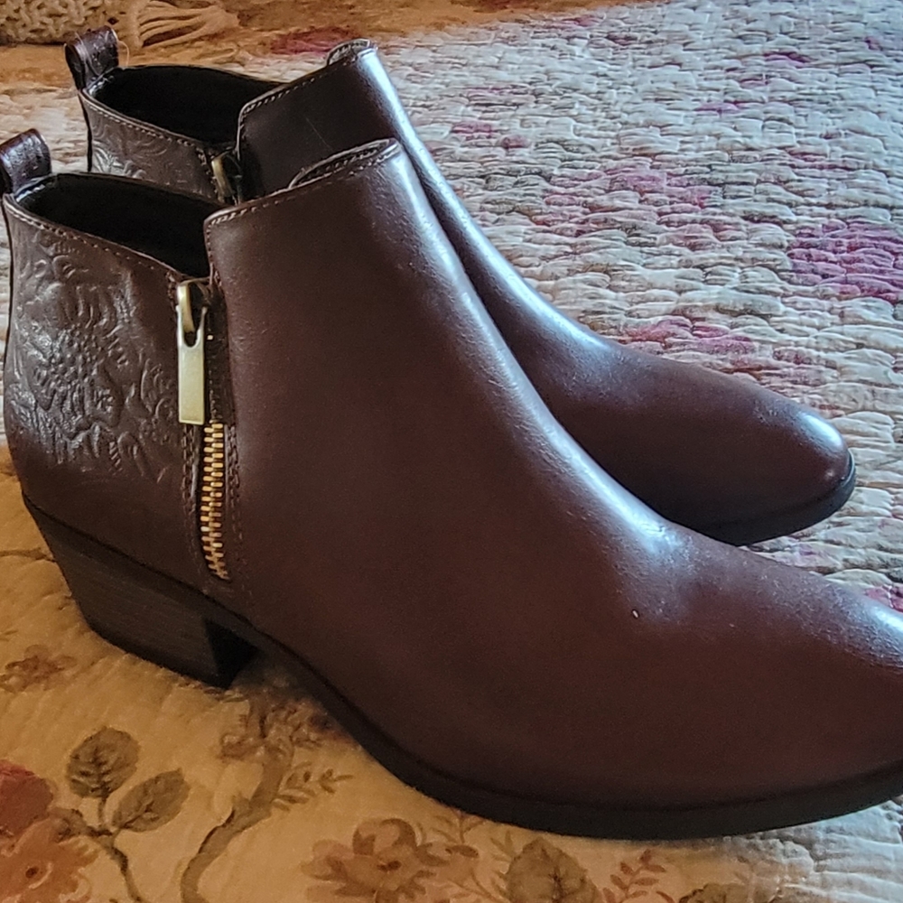 X Appeal brown etched booties